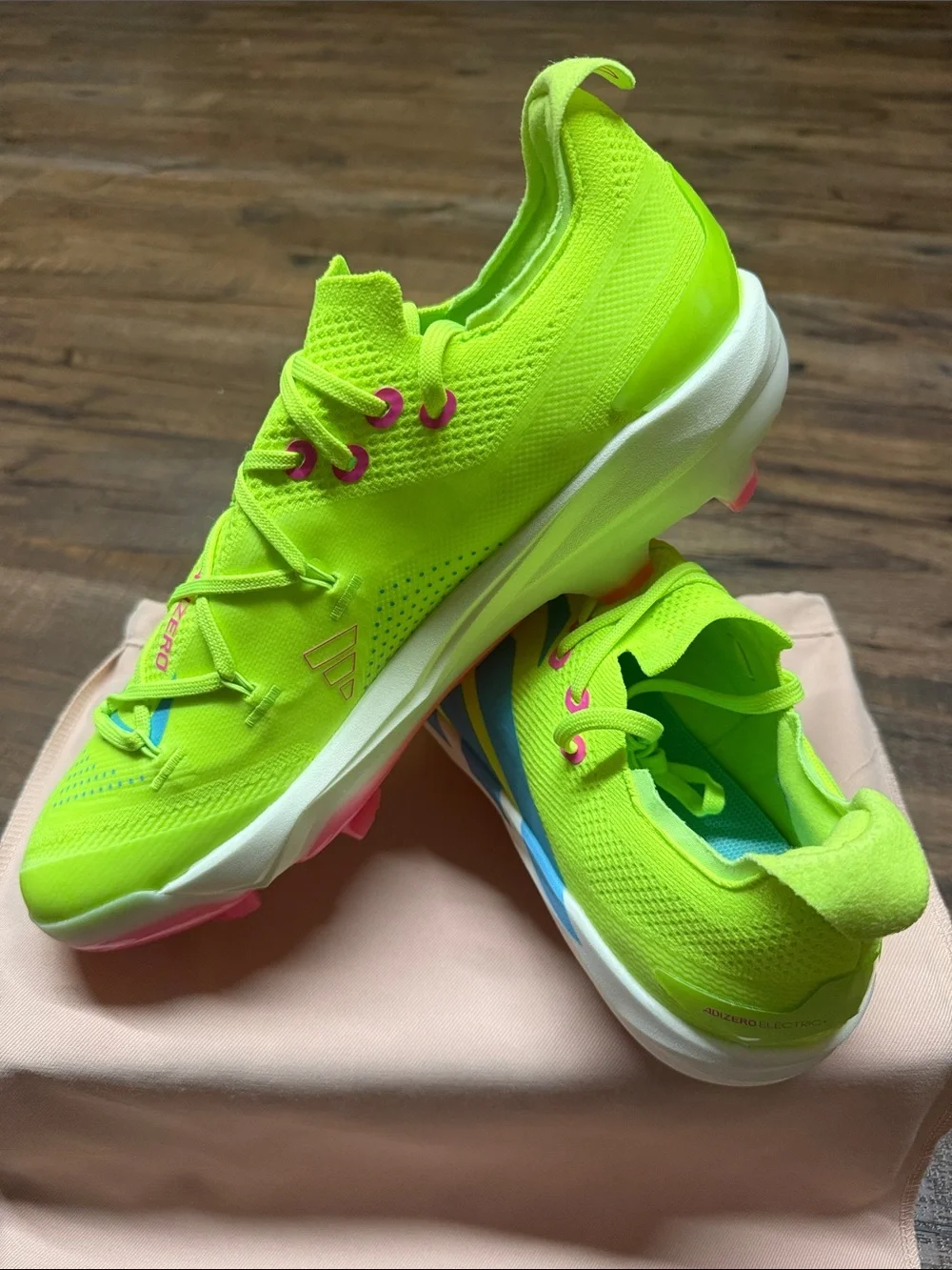 adidas Adizero Electric+ 2.0 Lime/Pink TPU Baseball Cleas